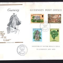 1975 Guernsey Victor Hugo's Exile in Guernsey Miniature Sheet Commemorative Stamps Addressed First Day Cover (FDC)