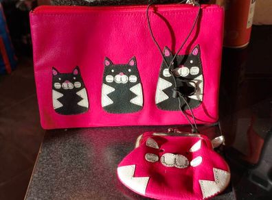 Mala leather clutch bag and purse gift set