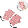 Mitten USB Heated Gloves, Men Women Winter Knitted Hand Warmer Fingerless Heated Gloves for Office Work (Pink) Image 2