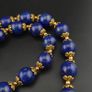 Vintage Blue Lapis Lazuli & Brass Beads Gemstone Necklace Image 8