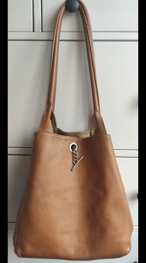 Reversible Genuine Pebbled Leather & Suede Tote / Sack Bag