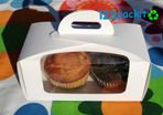 Lot of 10 Double White Cupcake boxes with clear window and tag perfect for muffins and cupcakes