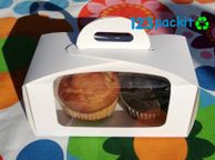 main image for ad Lot of 10 Double White Cupcake boxes with clear window and tag perfect for muffins and cupcakes
