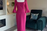 Brand-new Fuchsia Pink Pencil Dress with Bell sleeves from The Pretty Dress Company