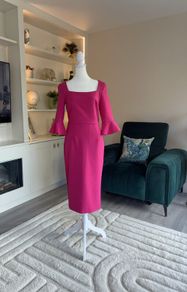 Brand-new Fuchsia Pink Pencil Dress with Bell sleeves from The Pretty Dress Company
