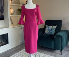 Brand-new Fuchsia Pink Pencil Dress with Bell sleeves from The Pretty Dress Company