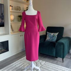 Brand-new Fuchsia Pink Pencil Dress with Bell sleeves from The Pretty Dress Company