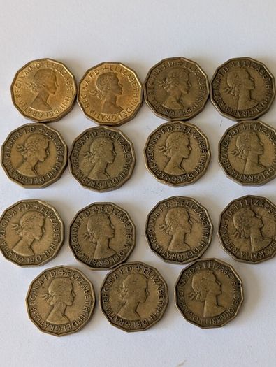 Brass 3 pence x 15