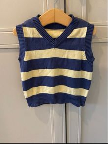 Blue & yellow striped sweater vest 9-12 months