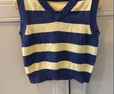 Blue & yellow striped sweater vest 9-12 months