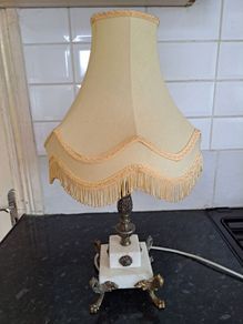 Lovely small vintage marble and metal table lamp