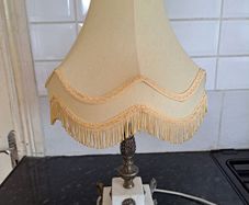 Lovely small vintage marble and metal table lamp