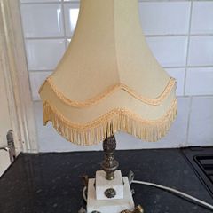 Lovely small vintage marble and metal table lamp