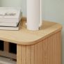 Bedside Table, Nordic Side Table with Roller Shutter Style Sliding Doors and Metal Legs for Bedroom, Living Room, Oak Tone Image 9