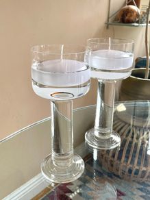 Vintage Pair Glass Floating Candle Holders, Thomas for Rosenthal, Germany