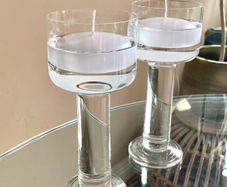 Vintage Pair Glass Floating Candle Holders, Thomas for Rosenthal, Germany
