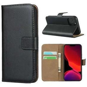 iPhone 11, 12 Leather Wallet Case with Stand - Black