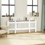 Radiator cover, slatted design, adjustable length 125-201 cm, MDF, White Image 2