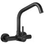 Ibergrif Kitchen Tap Wall Mounted 360 Rotation - Mixer Tap with Adjustable Mounting Hole Tap Kitchen Wall Tap Sink Black Image 2