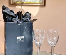 Pair of John Rocha at Waterford Crystal wine glasses - new