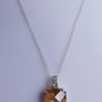 Vintage 925 Sterling Silver Necklace with Peach Faceted Pendant Image 2