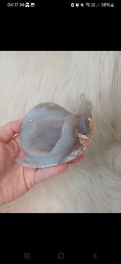 Druzy flower agate large snail carving