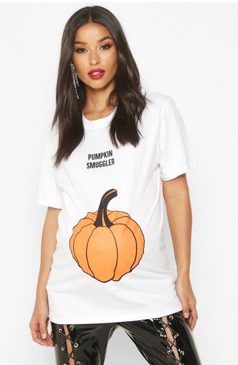 Funny halloween maternity white t-shirt with pumpkin picture