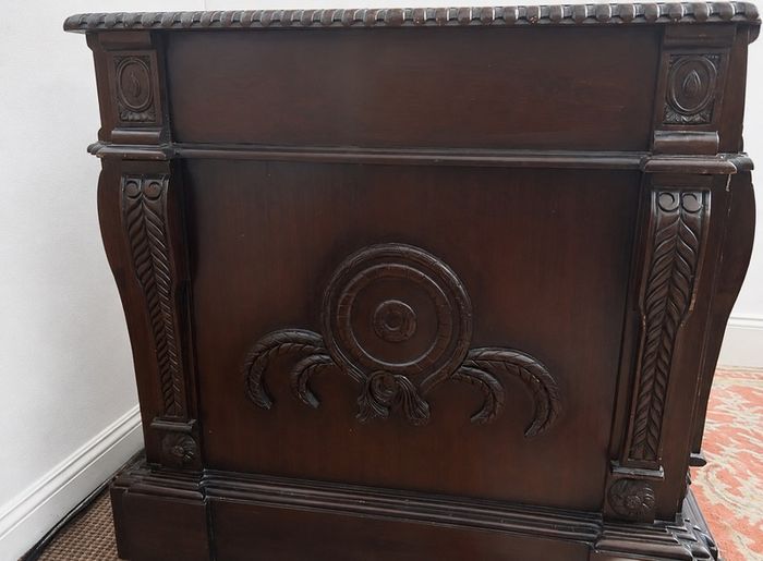 Large Fine Made Solid Wood Executive Partners Desk Genuine Leather Top Handcrafted