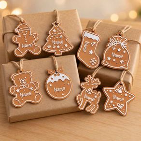 Personalised Gingerbread Christmas Gift Tags, Set of 8 3D