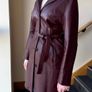 Vintage Genuine Leather Trench Coat - Burgundy With Belt  -  S / 36 / 8 Image 6
