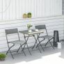 2-Seater Chair Bistro Set Garden Patio Table & Chair Black Rattan Furniture Grey Image 8