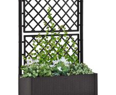 Garden Raised Bed with Trellis and Self Watering System Anthracite