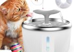 Cat Water Fountain 2L Stainless Steel, Automatic Pet Water Fountain Super Quiet with 2 Pet Toys/Filter/LED Water Level Window, Automatic Drinking Water Bowl for Multiple Pets (FREE POSTAGE)