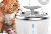 Cat Water Fountain 2L Stainless Steel, Automatic Pet Water Fountain Super Quiet with 2 Pet Toys/Filter/LED Water Level Window, Automatic Drinking Water Bowl for Multiple Pets (FREE POSTAGE)