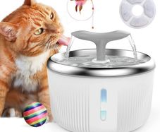 Cat Water Fountain 2L Stainless Steel, Automatic Pet Water Fountain Super Quiet with 2 Pet Toys/Filter/LED Water Level Window, Automatic Drinking Water Bowl for Multiple Pets (FREE POSTAGE)