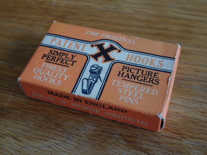Vintage box of "The Original Patent Hooks"
