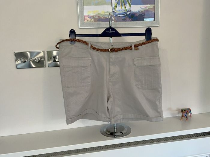 Ladies Beige Shorts with Brown Belt from Dunnes Stores