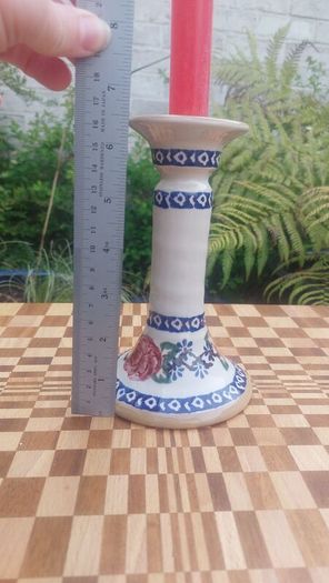 Beautiful Nicholas Mosse Tall Candlestick in the Popular but Discontinued Kilfane Rose Pattern, Circa 1996-2004, Number One of Two Available