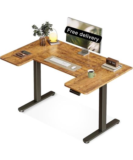 Electric Standing Desk, 120cm U Shaped Height Adjustable Desk with 3 Memory Smart Panels