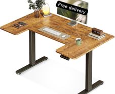 Electric Standing Desk, 120cm U Shaped Height Adjustable Desk with 3 Memory Smart Panels