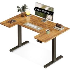 Electric Standing Desk, 120cm U Shaped Height Adjustable Desk with 3 Memory Smart Panels