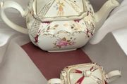 Antique Porcelain Sadler England Cube Teapot Set Pattern 2398 Circa 1930