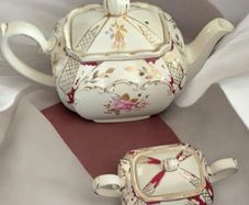 Antique Porcelain Sadler England Cube Teapot Set Pattern 2398 Circa 1930
