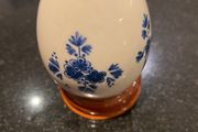 French themed Elesva hand painted porcelain egg on stand