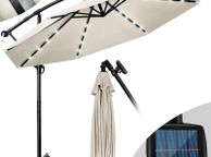 main image for ad Aluminium LED Solar Cantilever Parasol, Diameter 300 cm, Sun Umbrella with Crank and On/Off Switch, Garden Parasol with UV Protection, Sun Shade with Stand, Market Umbrella, Waterproof