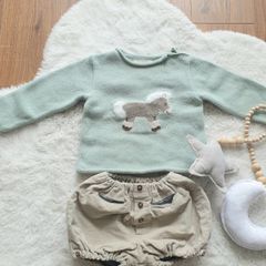 Baby boy set Spanish Bonnet a Pompon (!) 12 m
