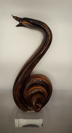 Vintage Murano-Style Glass Snake Sculpture