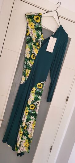 ZARA Collection green floral asymmetrical midi Sz M-L - Bnwt Rrp 79.99