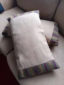 Rectangular cushions with faux suede fabric.