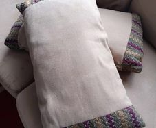 Rectangular cushions with faux suede fabric.